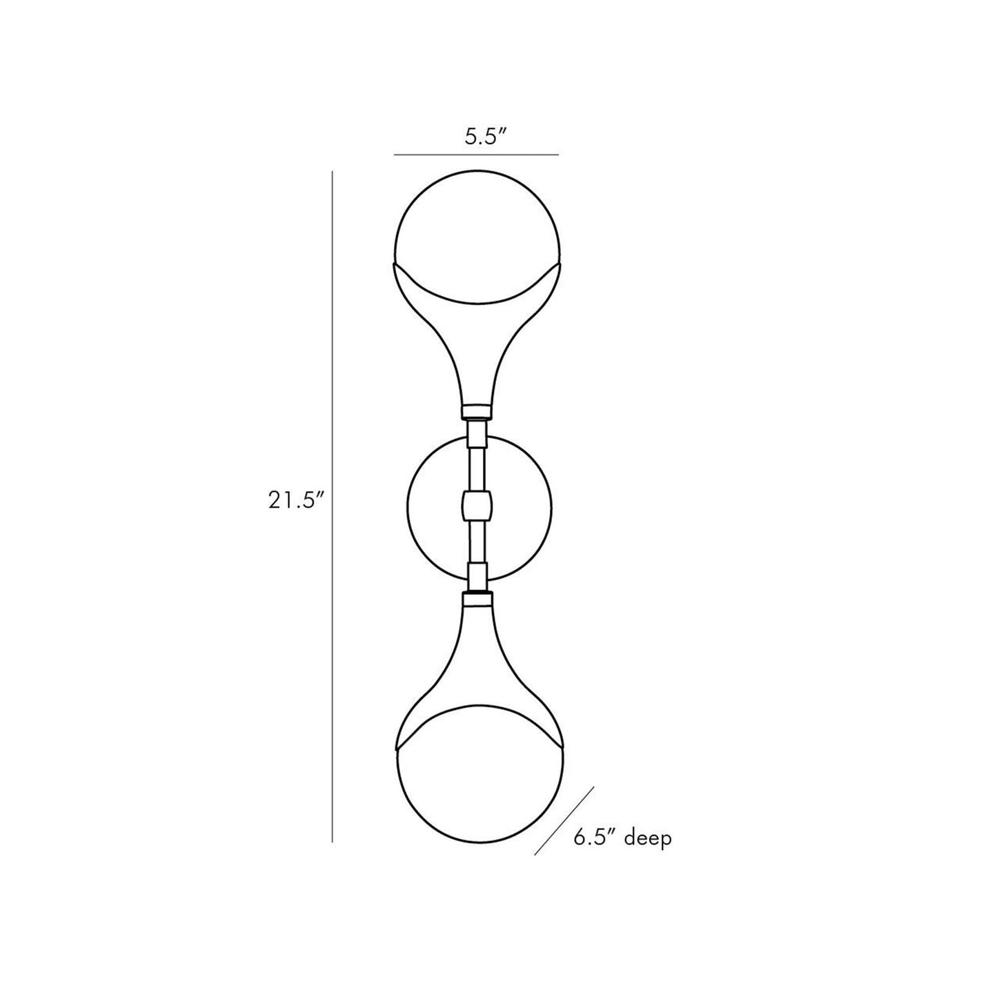 Augustus Wall Light - line drawing.