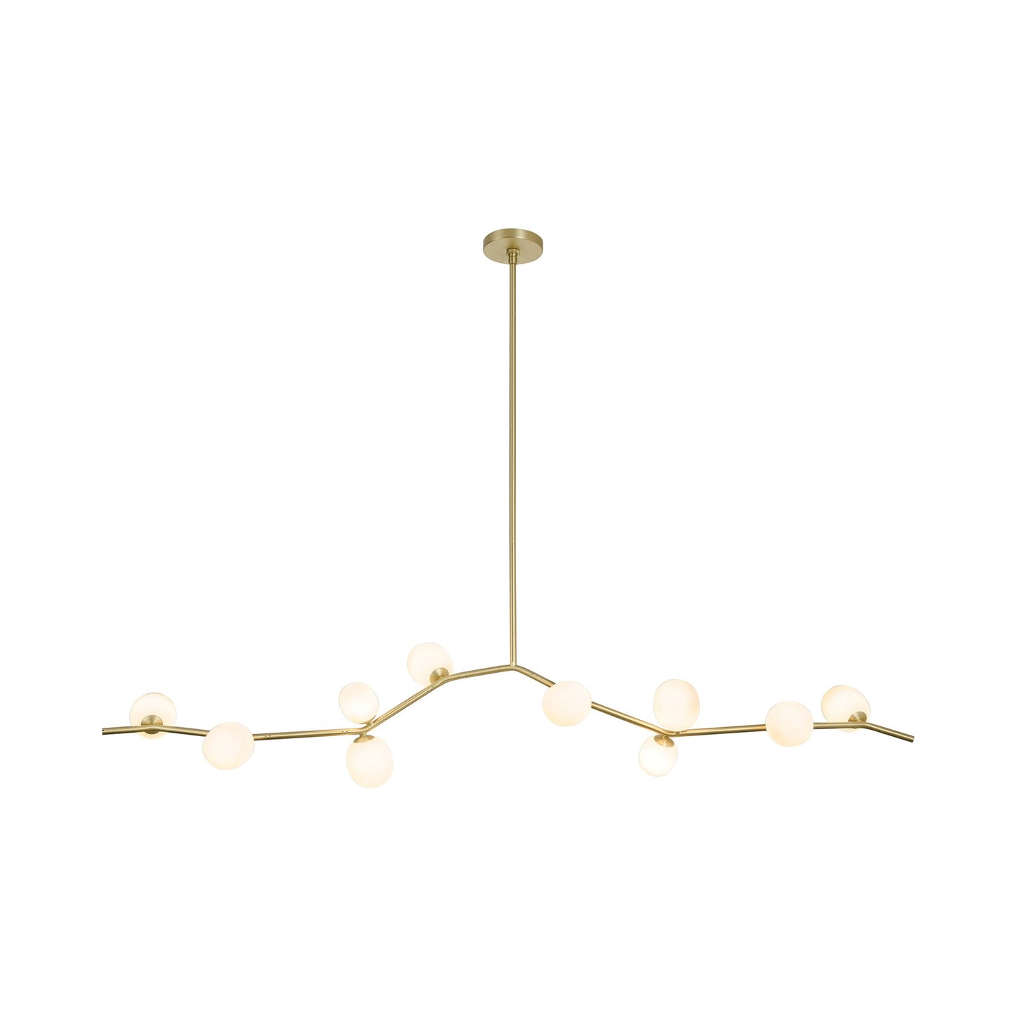 Hampton Linear Chandelier in White Glass (10-Light).
