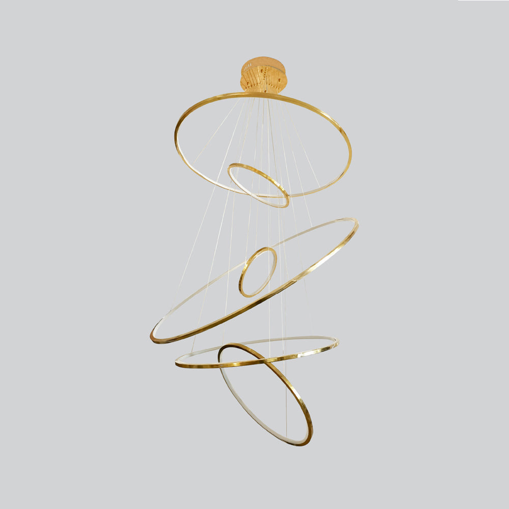 Aria Vertical LED Chandelier in Polished Brass.