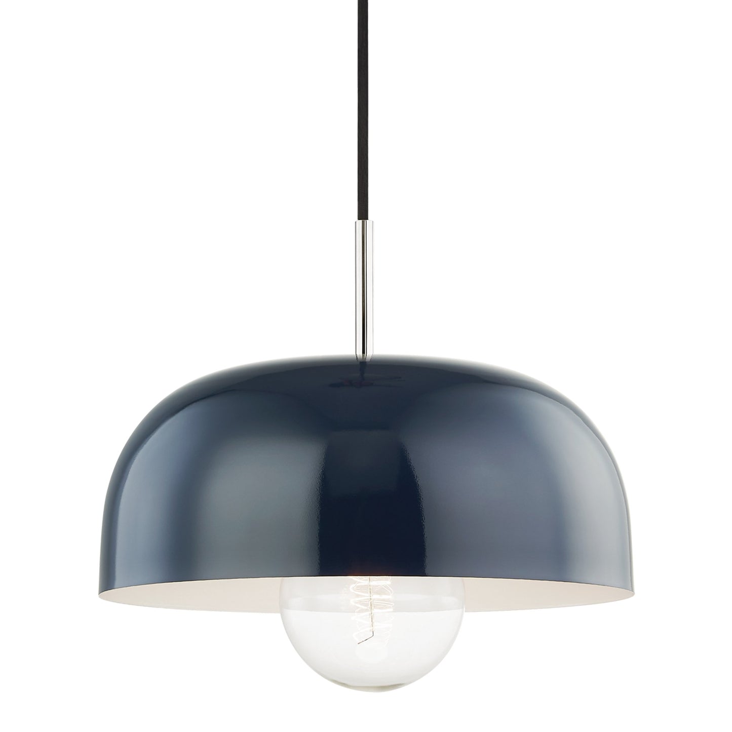 Avery Pendant Light in Polished Nickel / Navy (Large).