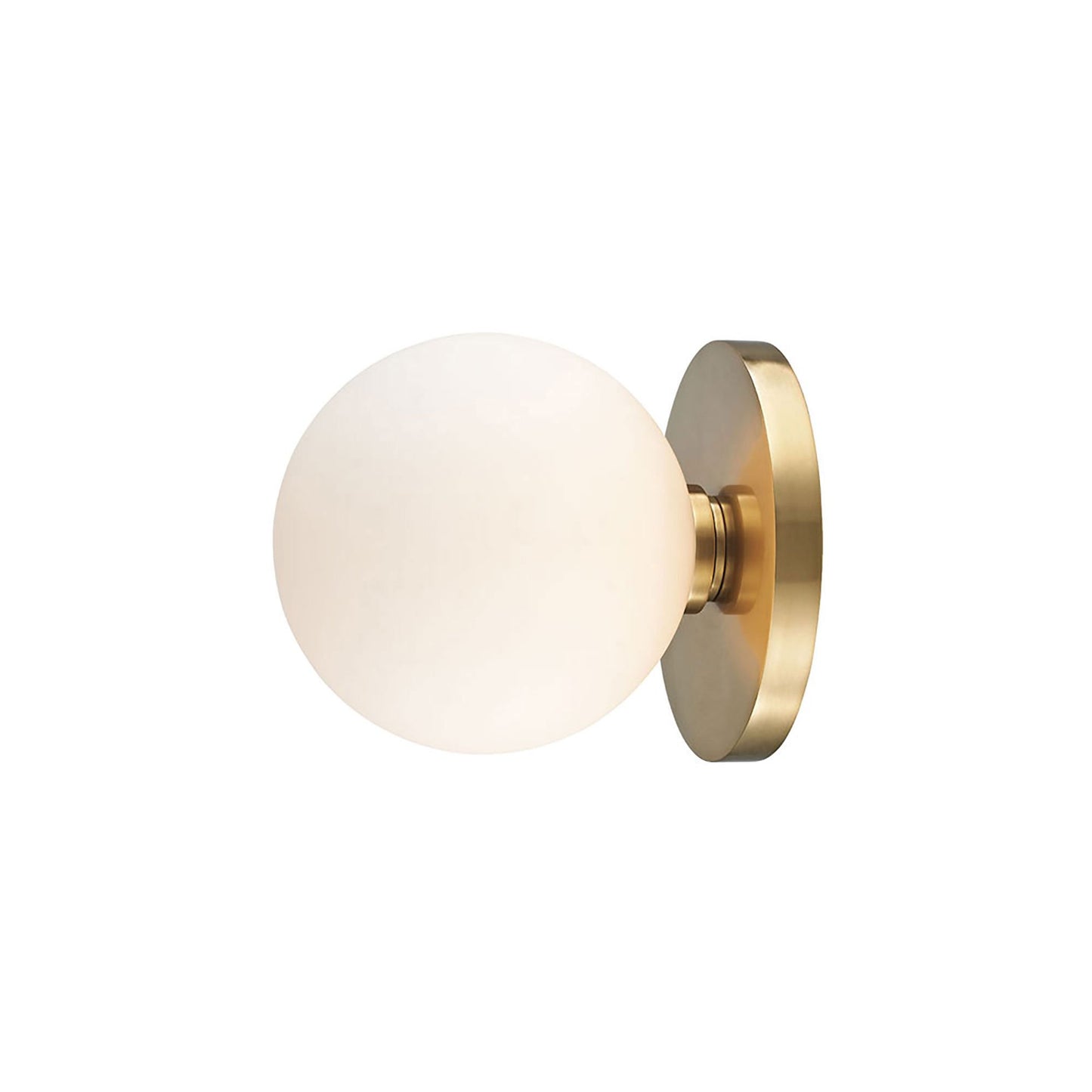 Baird LED Bathroom Wall Light in Aged Brass.