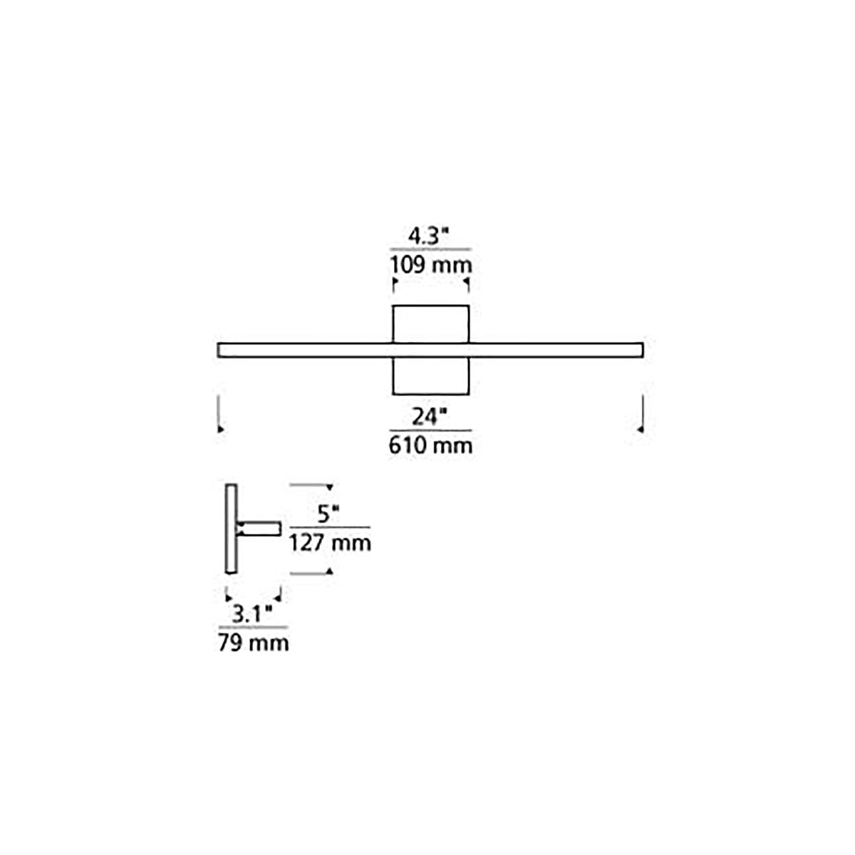 Banda LED Bath Wall Light - line drawing.