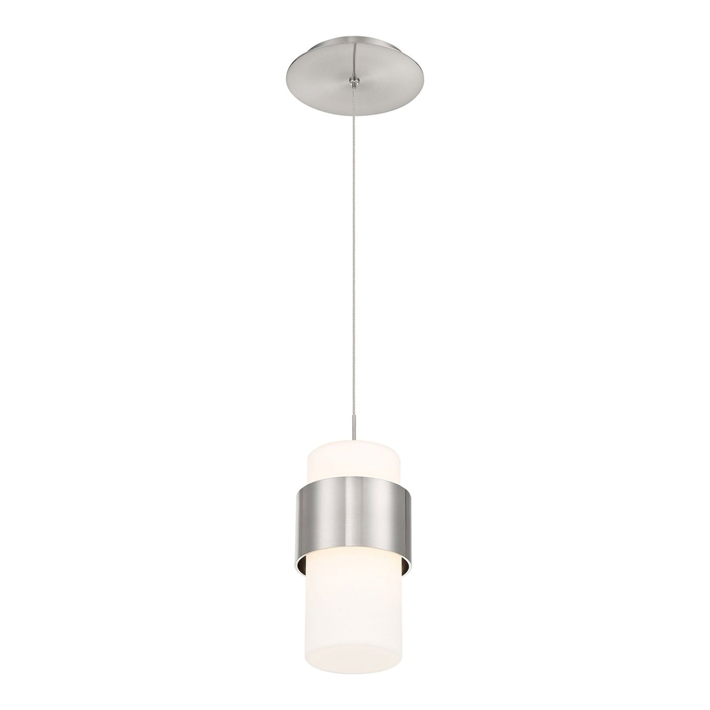 Banded LED Mini Pendant Light in Brushed Nickel.