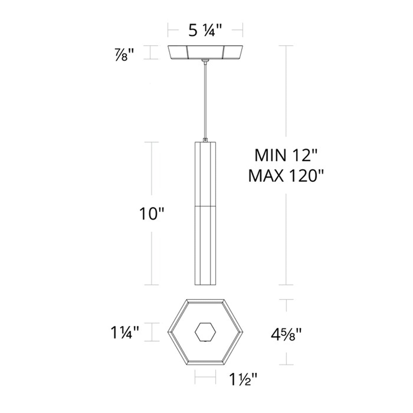 Basalt LED Pendant Light - line drawing.
