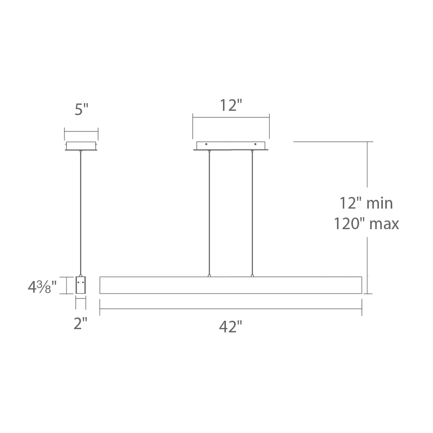 Bdsm Linear LED Pendant Light - line drawing.