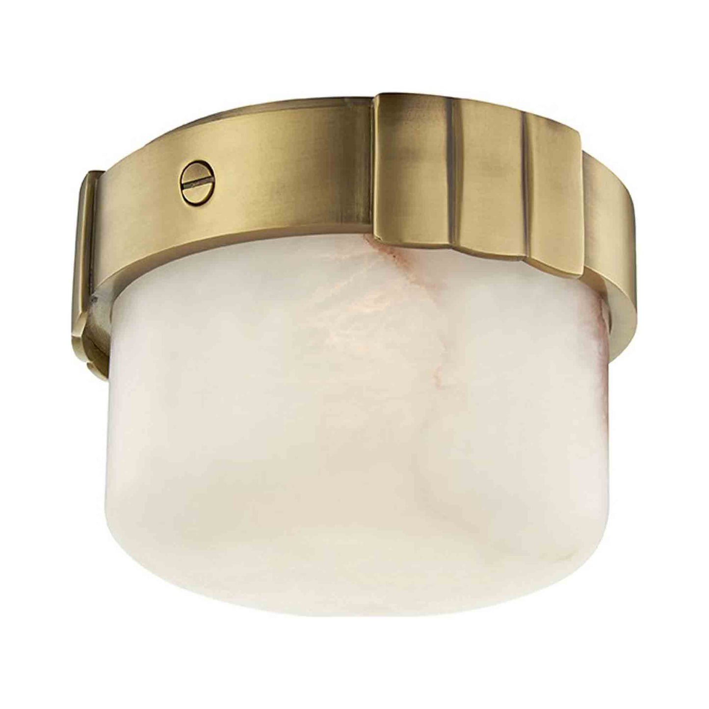 Beckett LED Flush Mount Ceiling Light in Aged Brass.