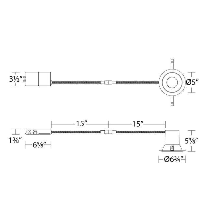 Blaze 6 Inch Remodel LED Recessed Downlight - line drawing.