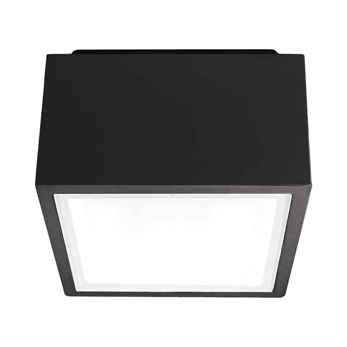 Bloc Outdoor LED Flush Mount Ceiling Light in Black.