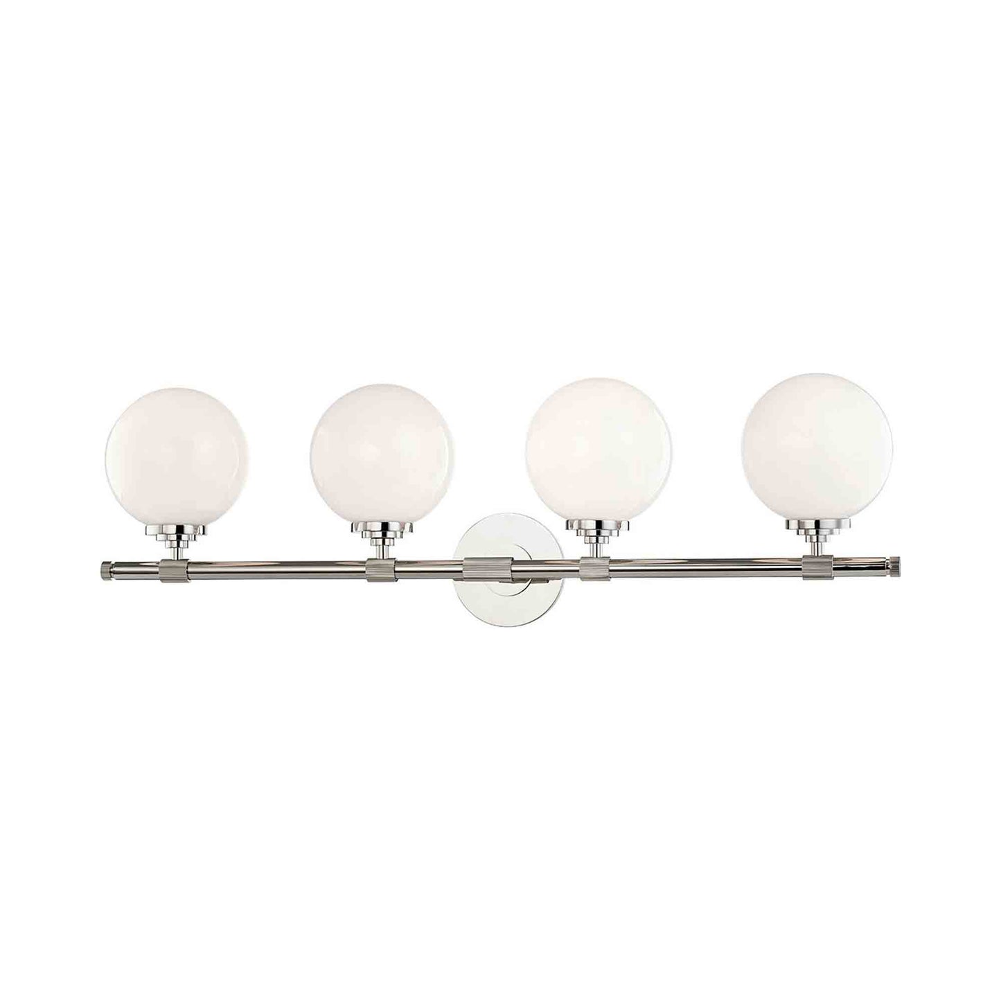 Bowery Bath Vanity Light in 4-Light/Polished Nickel.