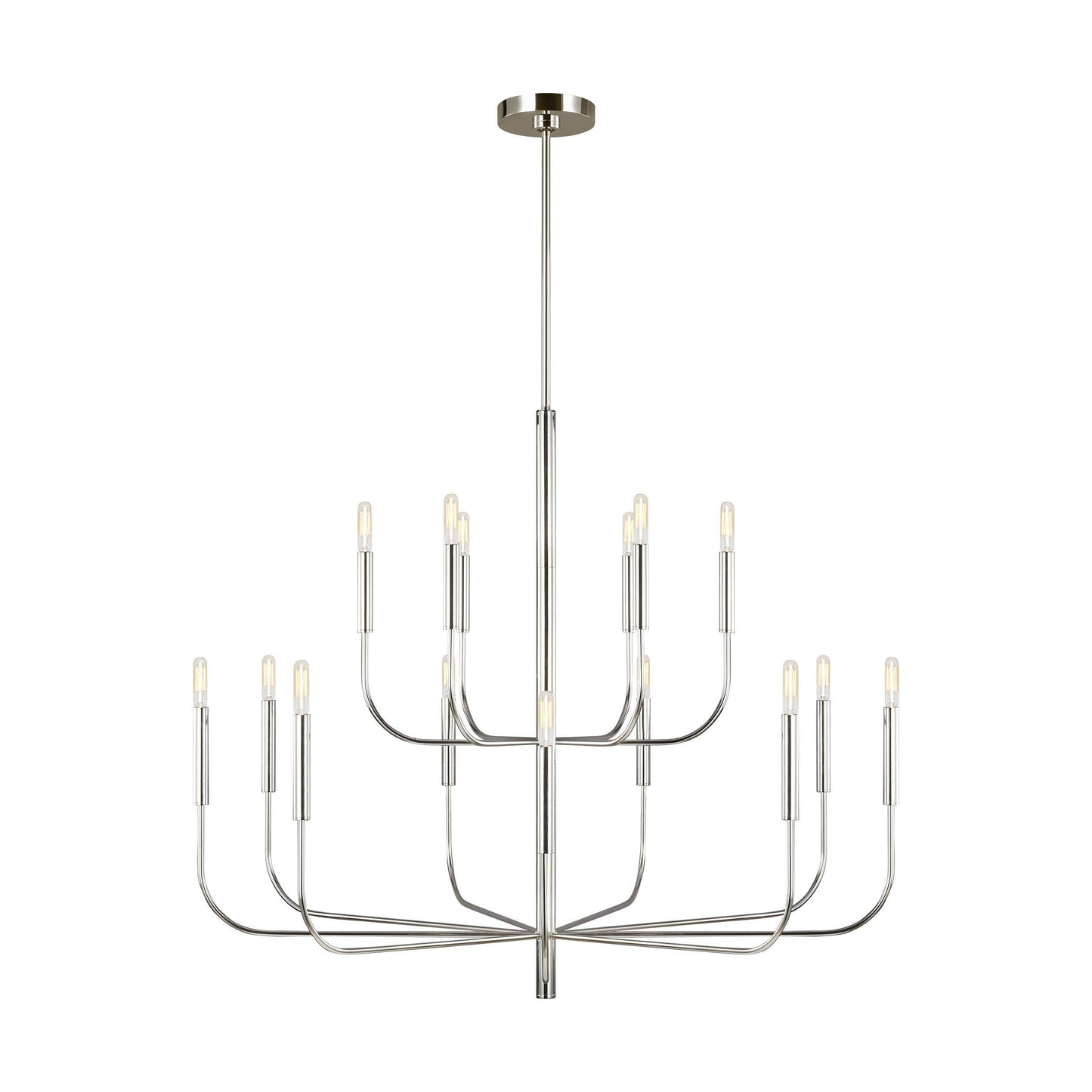 Brianna Two-Tier Chandelier in Polished Nickel.