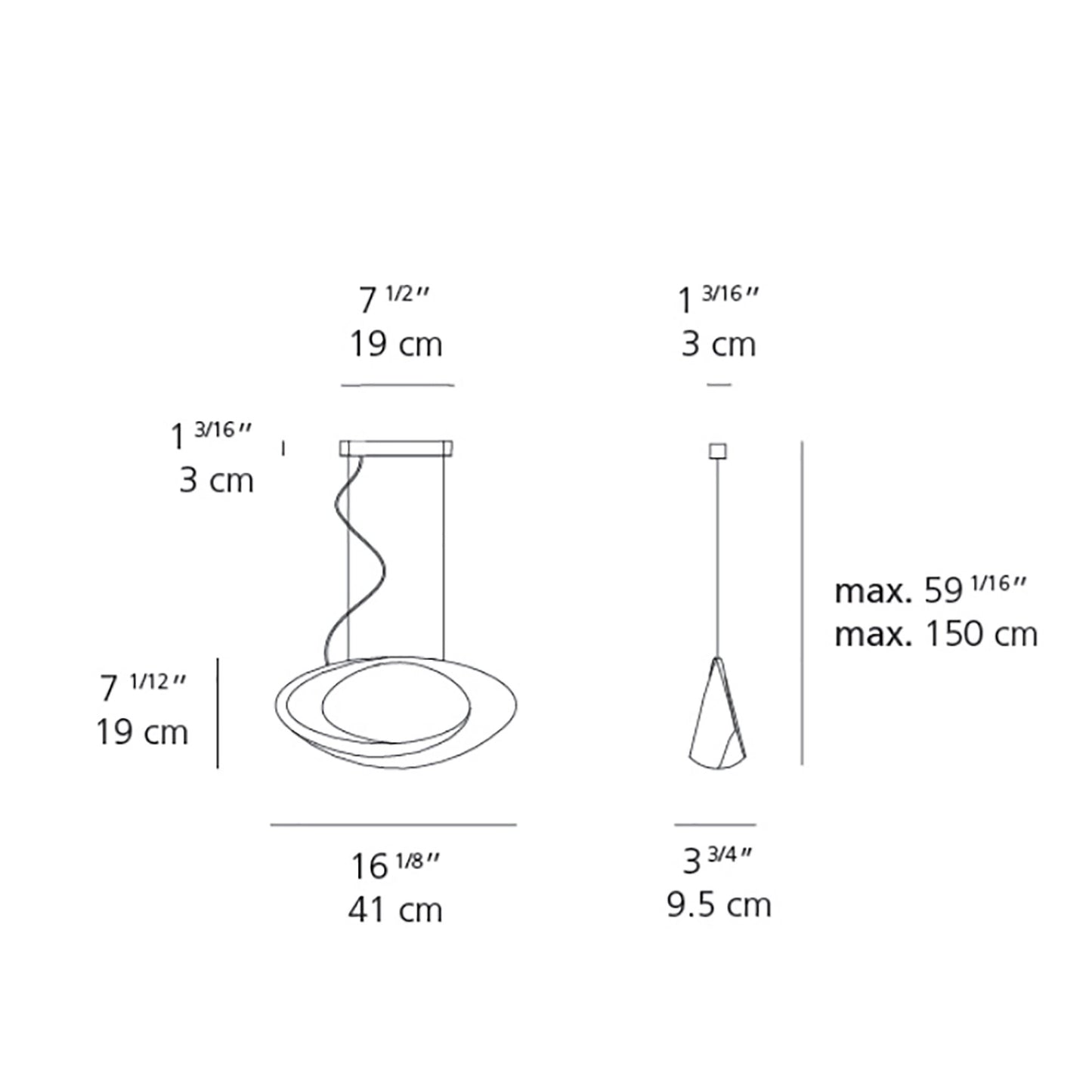 Cabildo LED Suspension Light - line drawing.