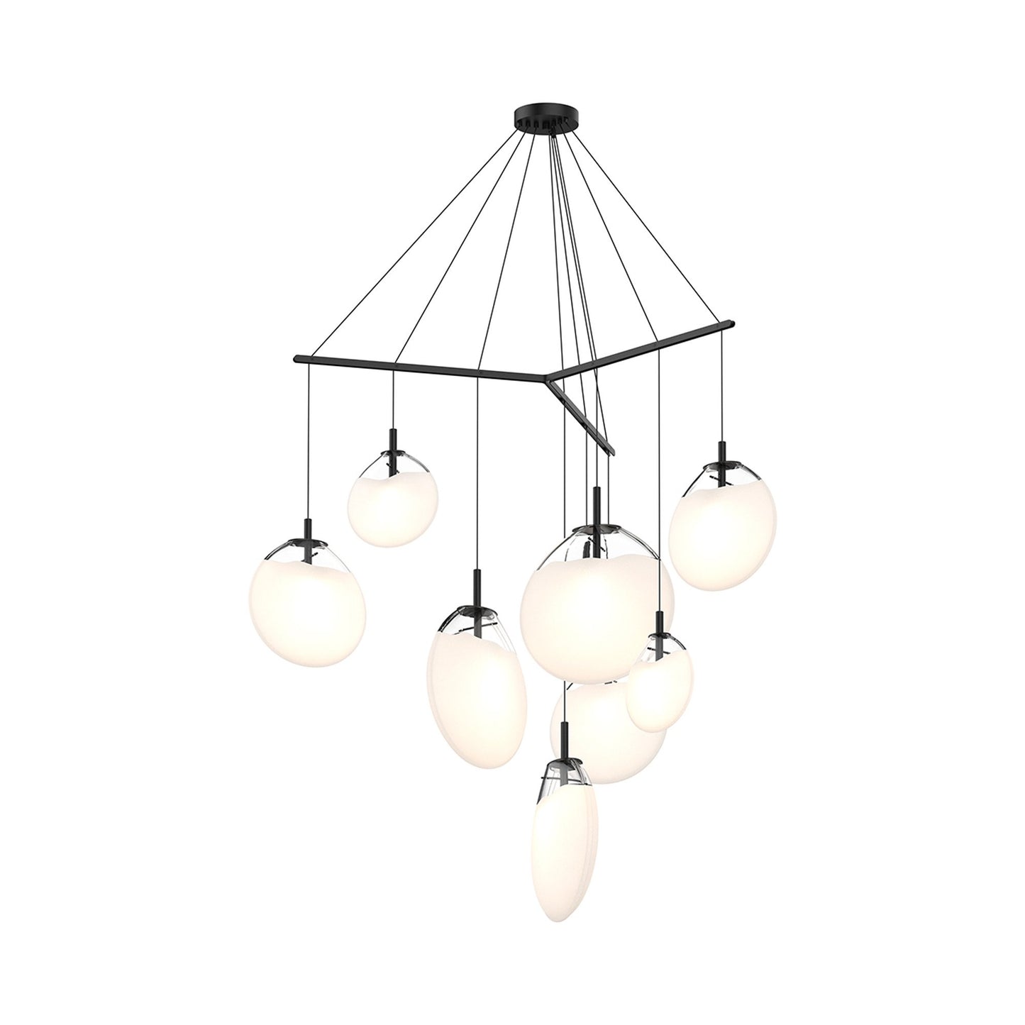 Cantina Tri-Spreader LED Pendant Light in Clear/White (9-Light).