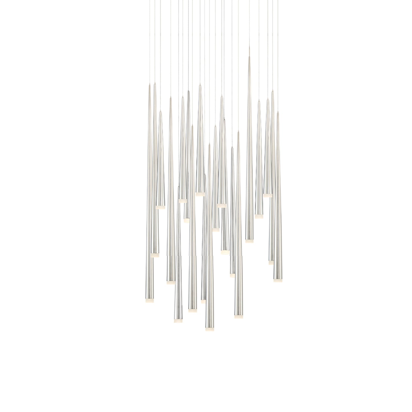 Cascade Etched Glass Round LED Chandelier in Polished Nickel (21-Light).