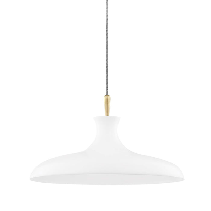 Cassidy Pendant Light in Aged Brass / Soft Off White (Large).