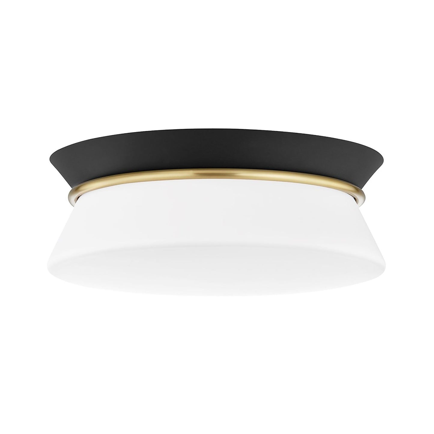Cath Flush Mount Ceiling Light in Aged Brass / Black.