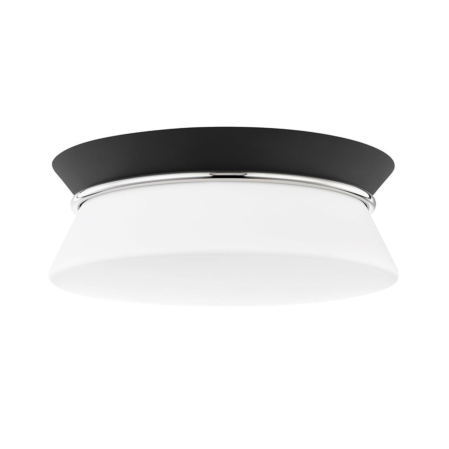 Cath Flush Mount Ceiling Light in Polished Nickel / Black.
