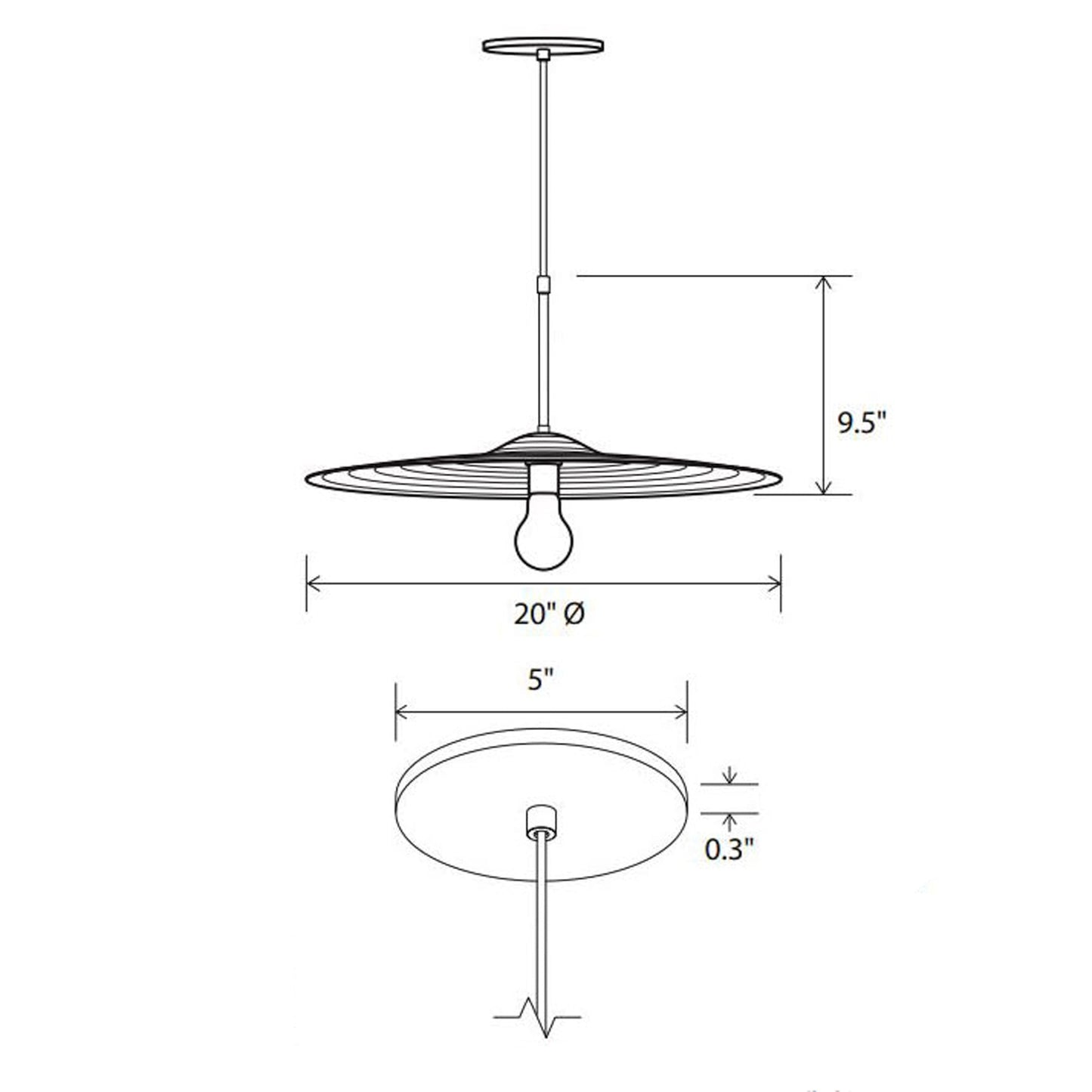 Ico Pendant Light - line drawing.