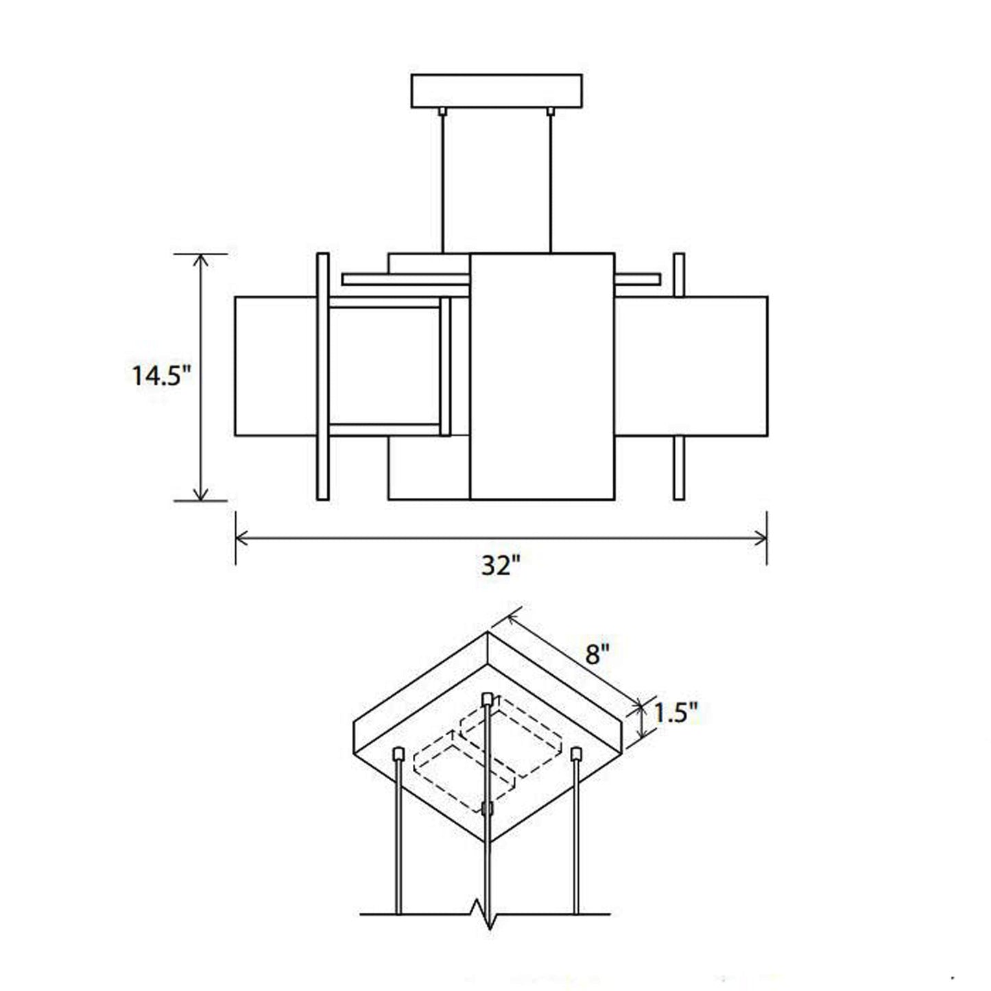 Muto LED Pendant Light - line drawing.