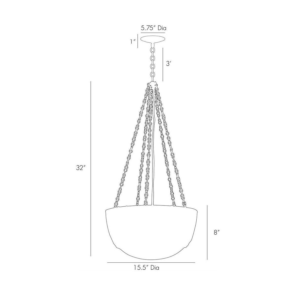 Chainmail Pendant Light - line drawing.