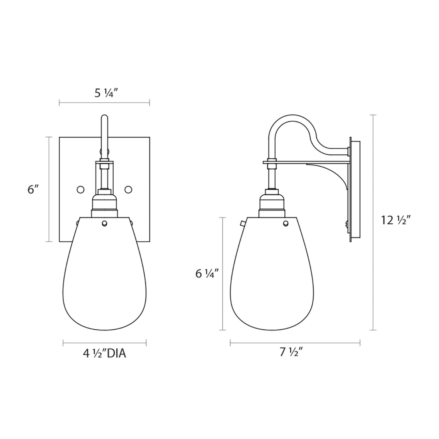 Chelsea Bath Wall Light - line drawing.