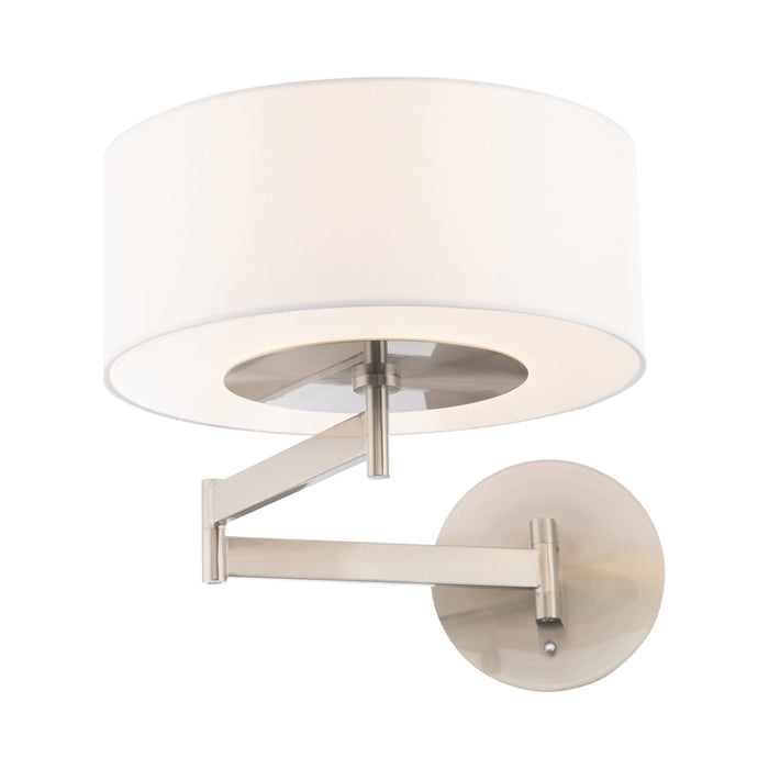 Chelsea LED Swing Arm Wall Light in Brushed Nickel.