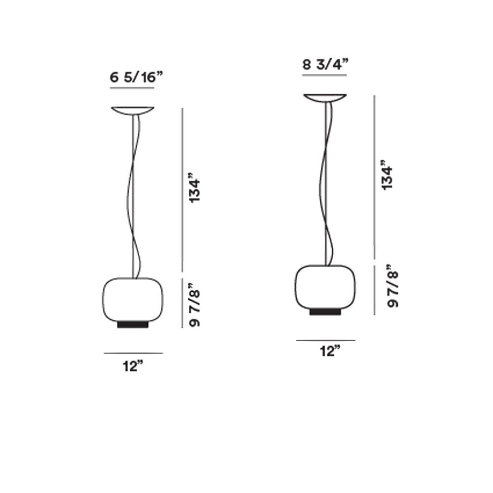 Chouchin Reverse 3 LED Pendant Light - line drawing.