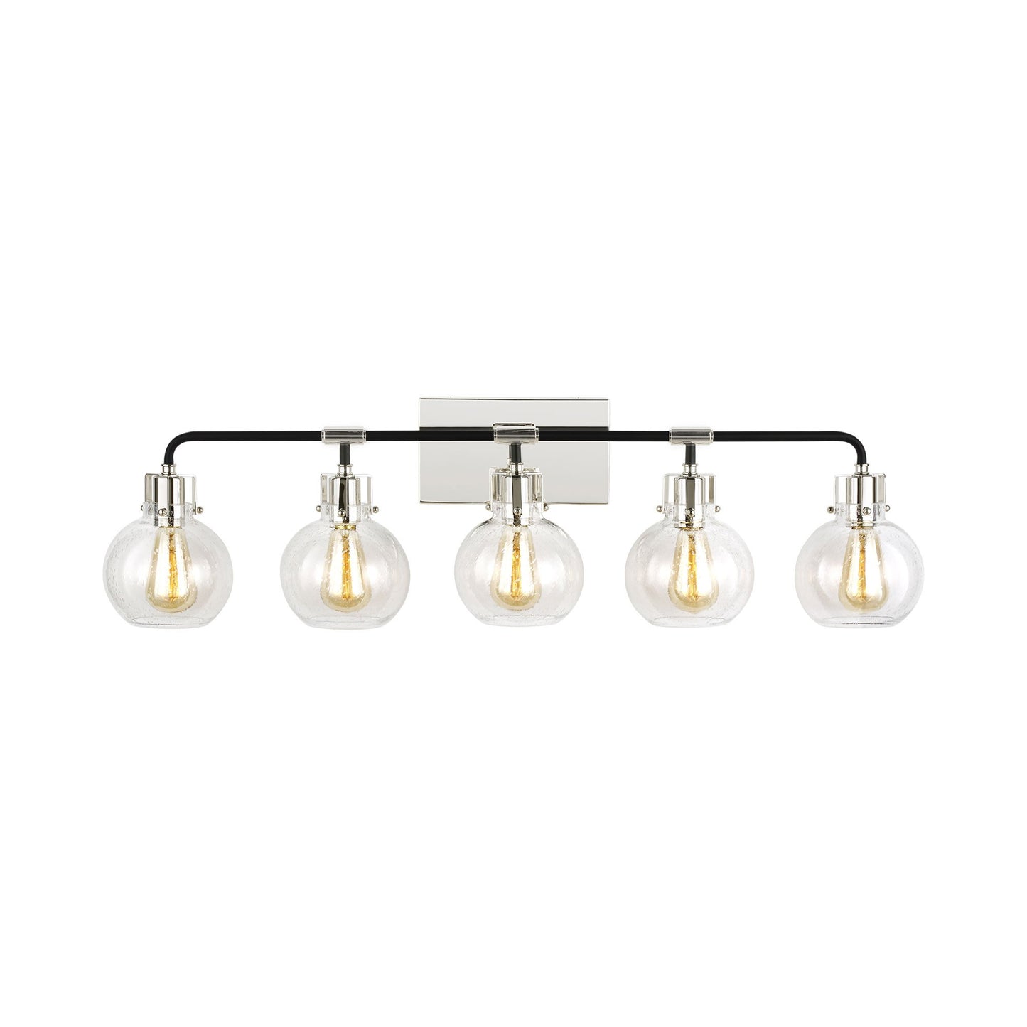 Clara Bath Vanity Light in 5-Light/Polished Nickel/Textured Black.