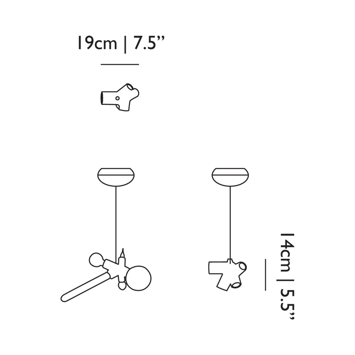 Clusterlamp Pendant Light - line drawing.