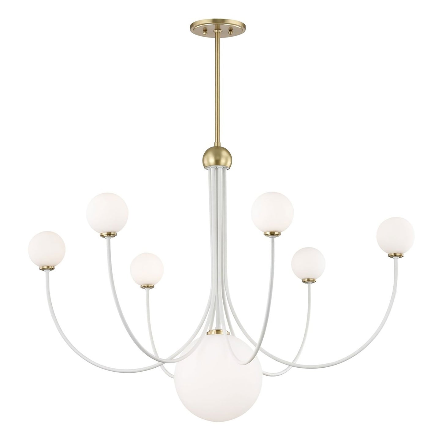 Coco Chandelier in Aged Brass / Soft Off White (7-Light).