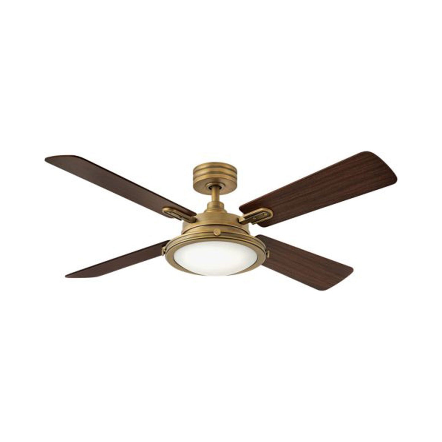 Collier LED Ceiling Fan in Heritage Brass.