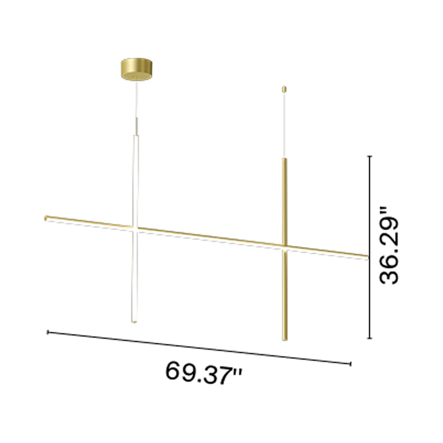 Coordinates S2 Linear LED Suspension Light Line Drawing.