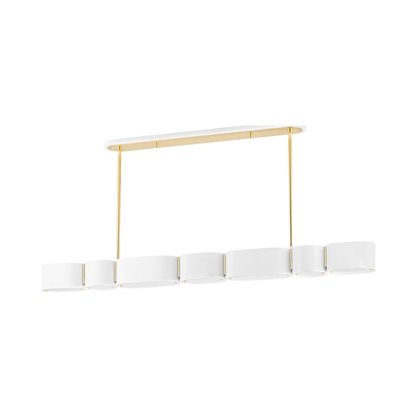 Opal Linear Pendant Light in Soft White/Vintage Brass.
