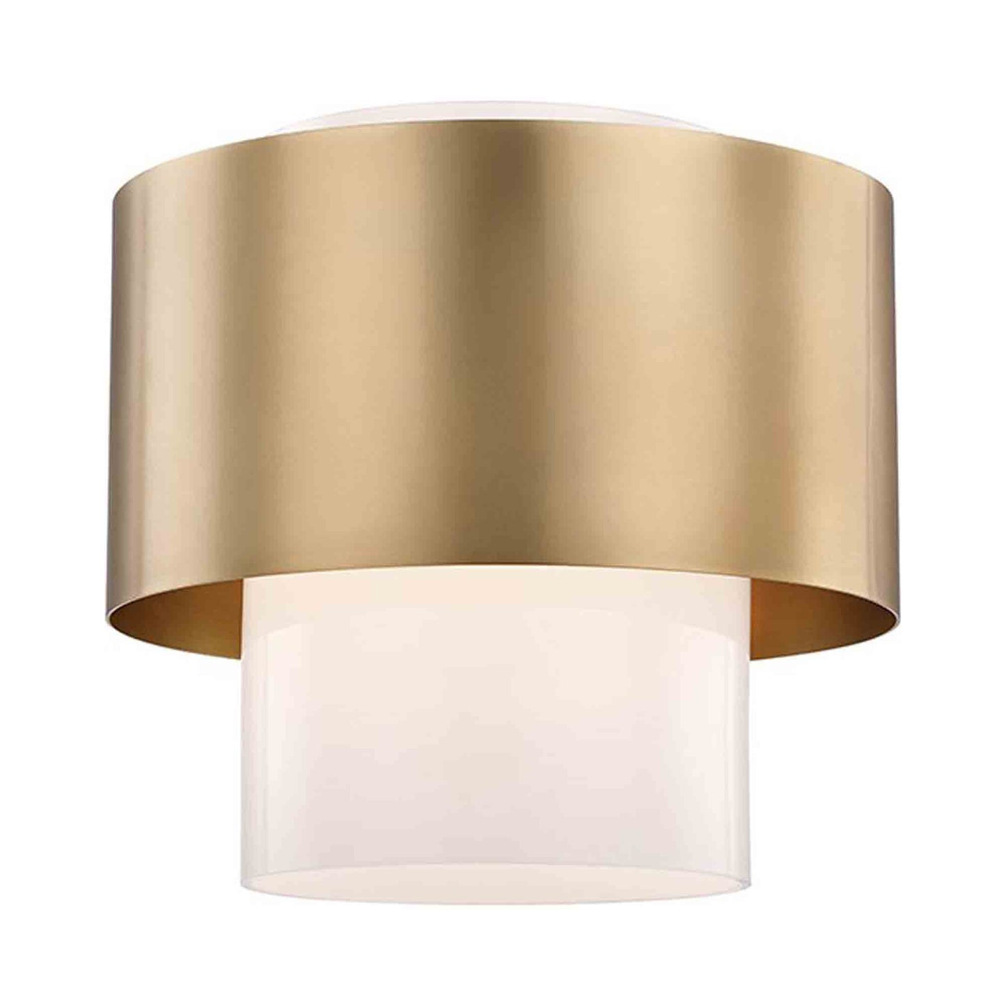 Corinth Flush Mount Ceiling Light in Aged Brass.