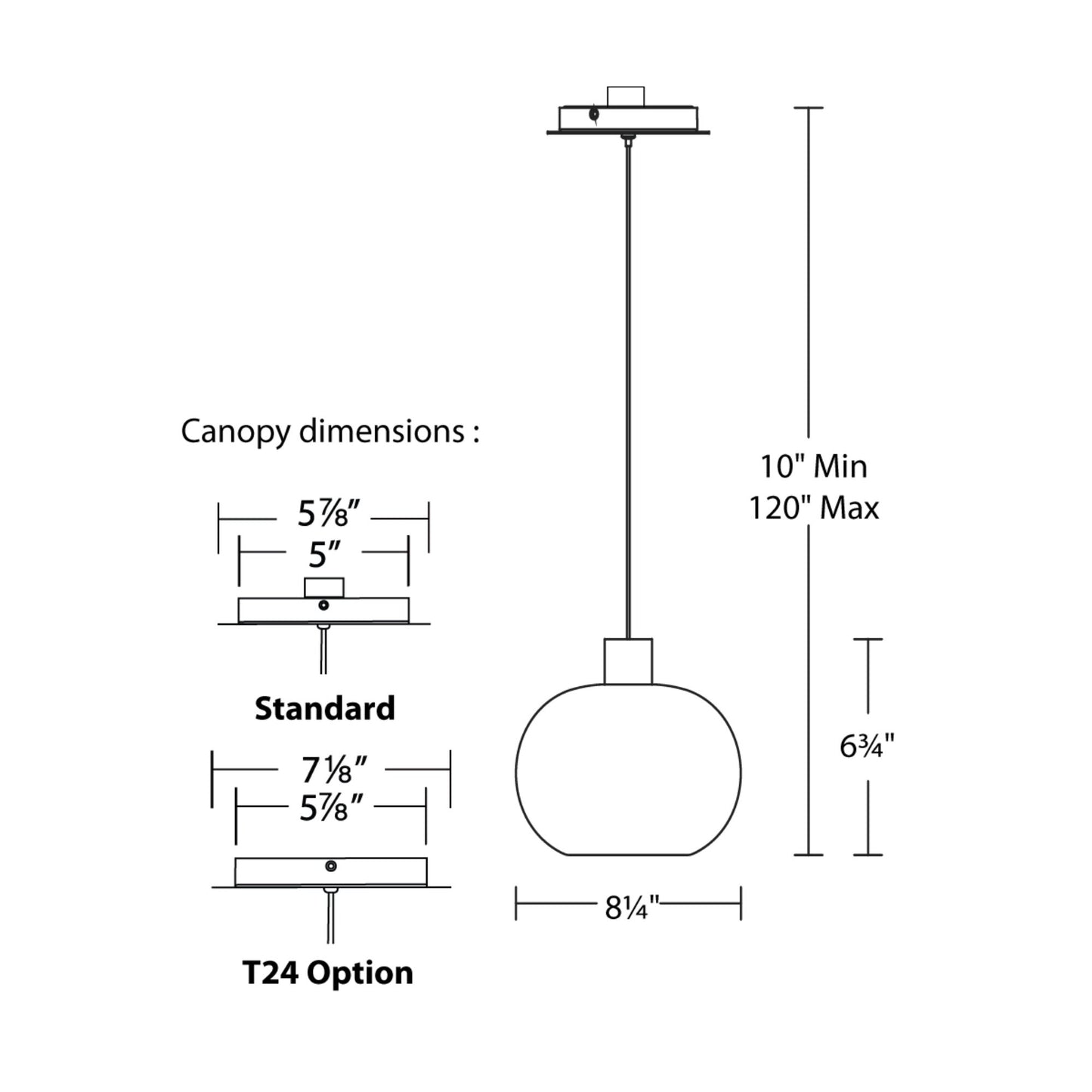 Crater LED Mini Pendant Light - line drawing.