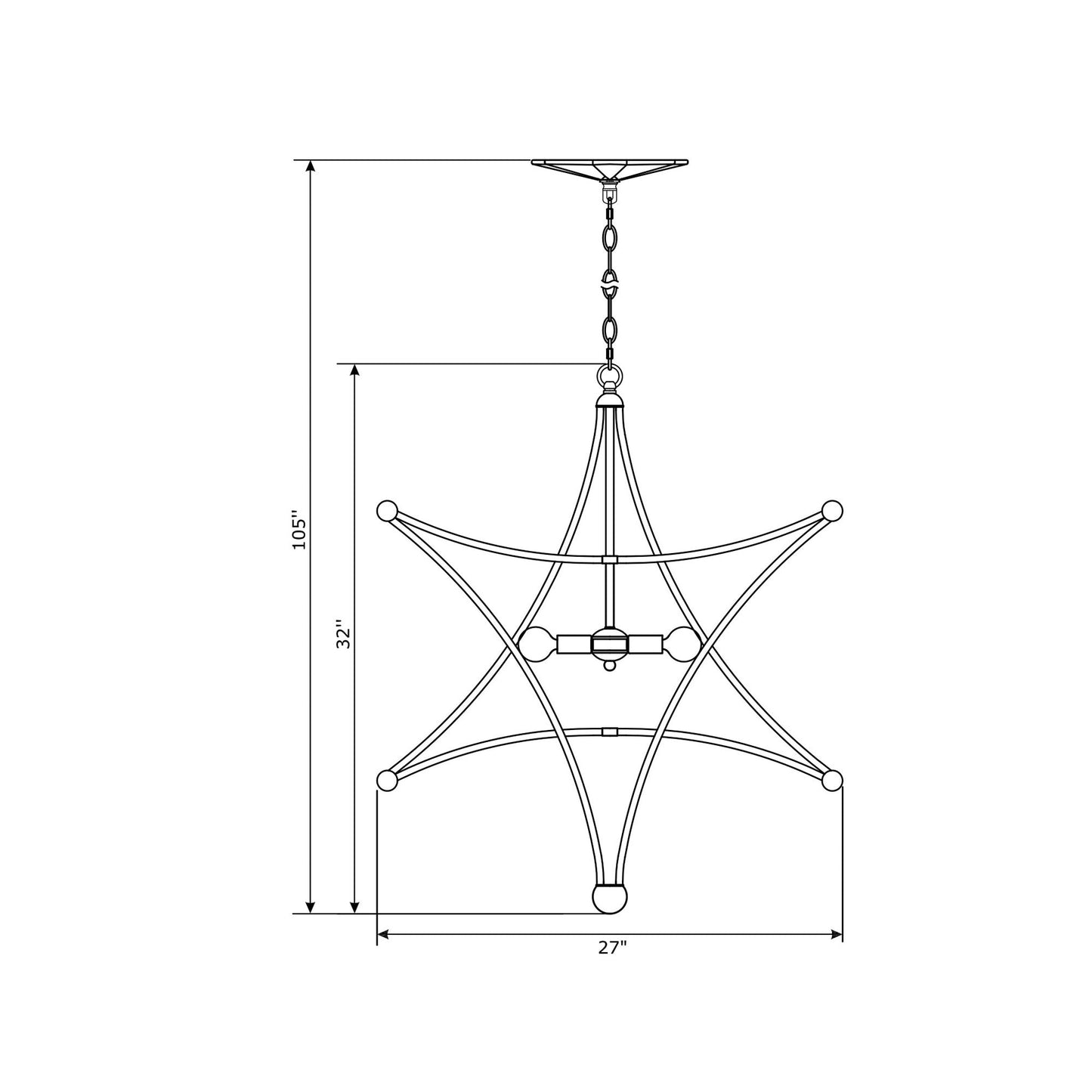 Astro Chandelier - line drawing.