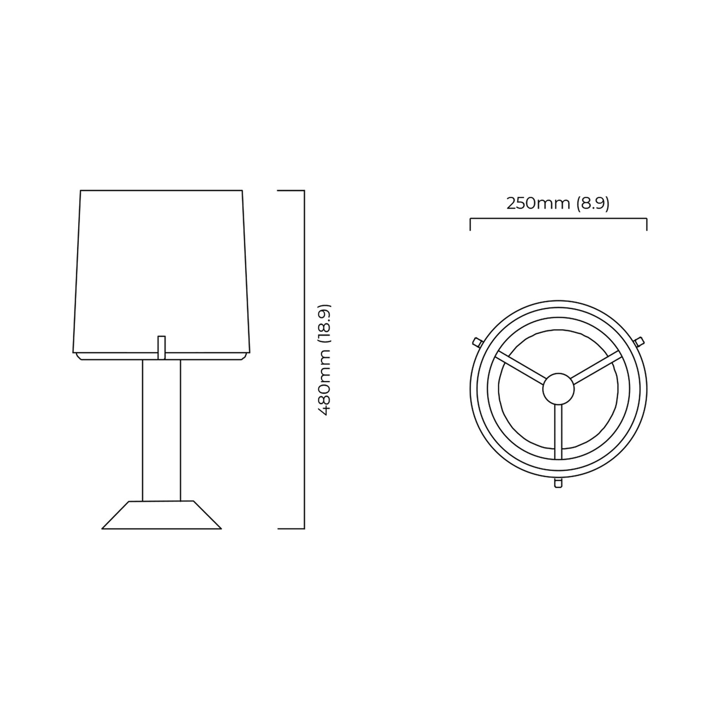 Acropolis Table Lamp - line drawing.
