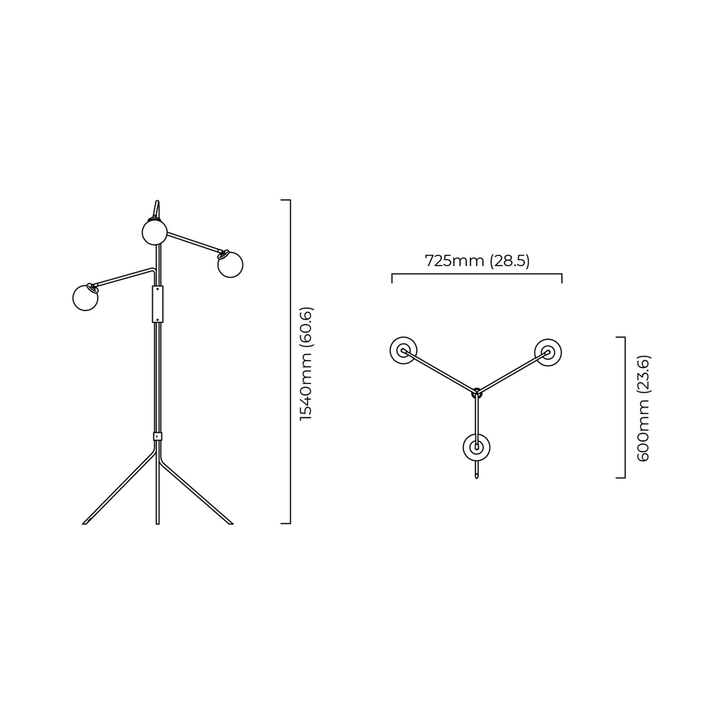 Array Opal Floor Lamp - line drawing.