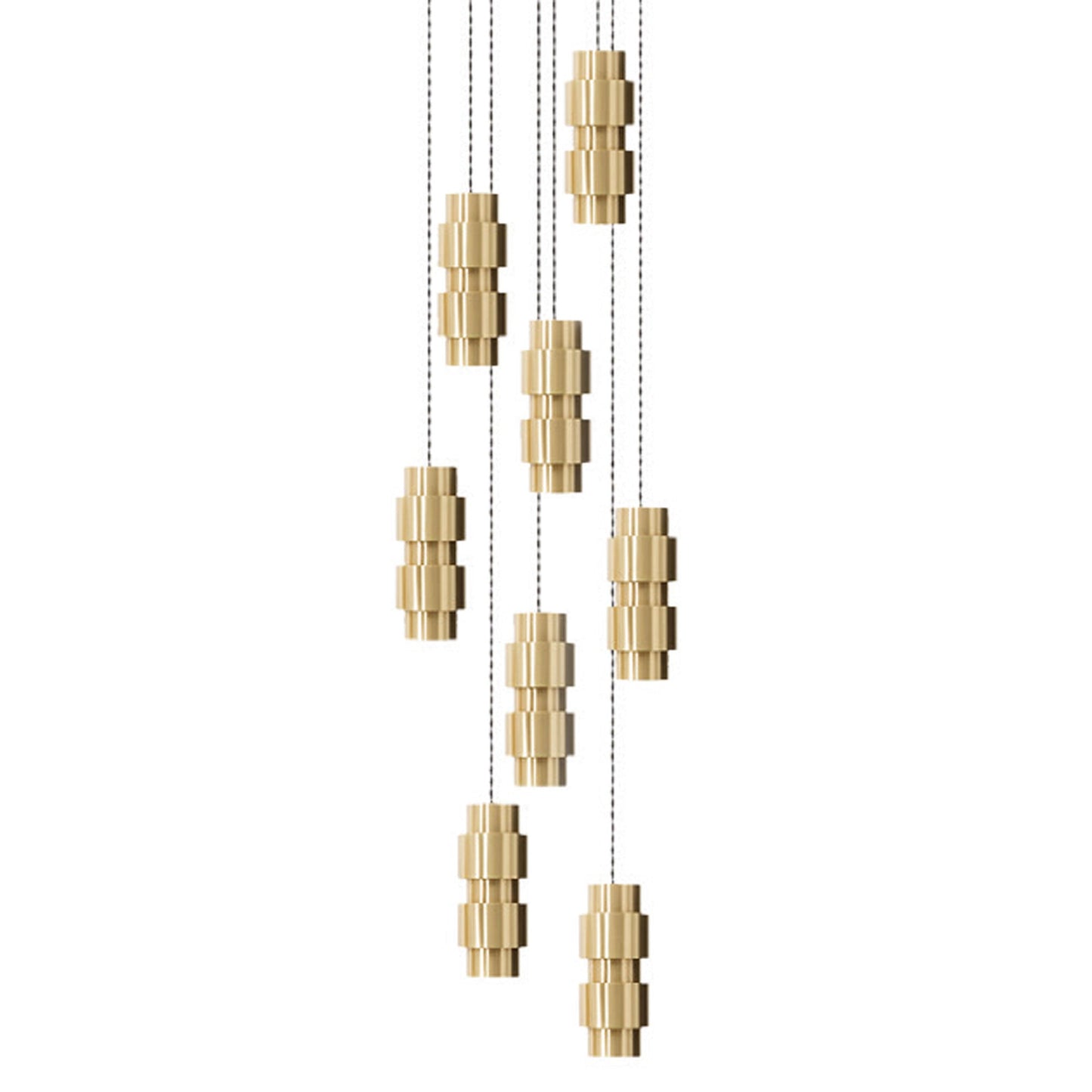 Cluster LED Pendant Light in Satin Brass (Round/8-Light).