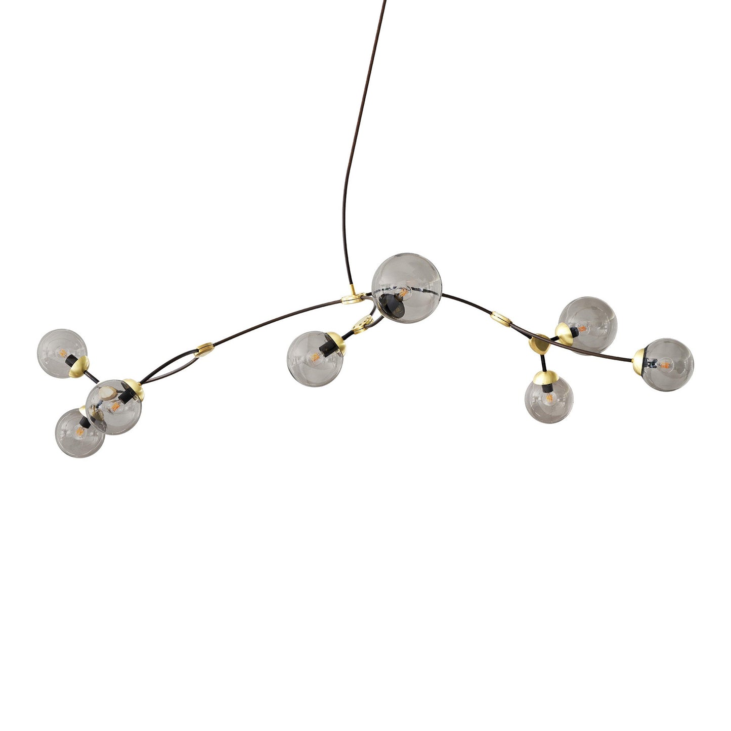 Ivy Pendant Light in Satin Brass/Smoked Glass (8-Light).