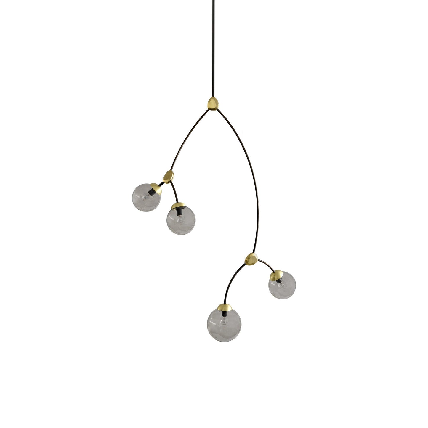 Ivy Vertical Pendant Light in Satin Brass (Smoked Glass).