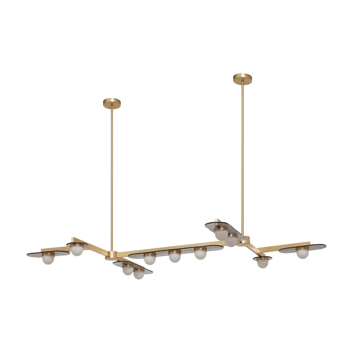 Modulo Grid Linear LED Pendant Light in Satin Brass.