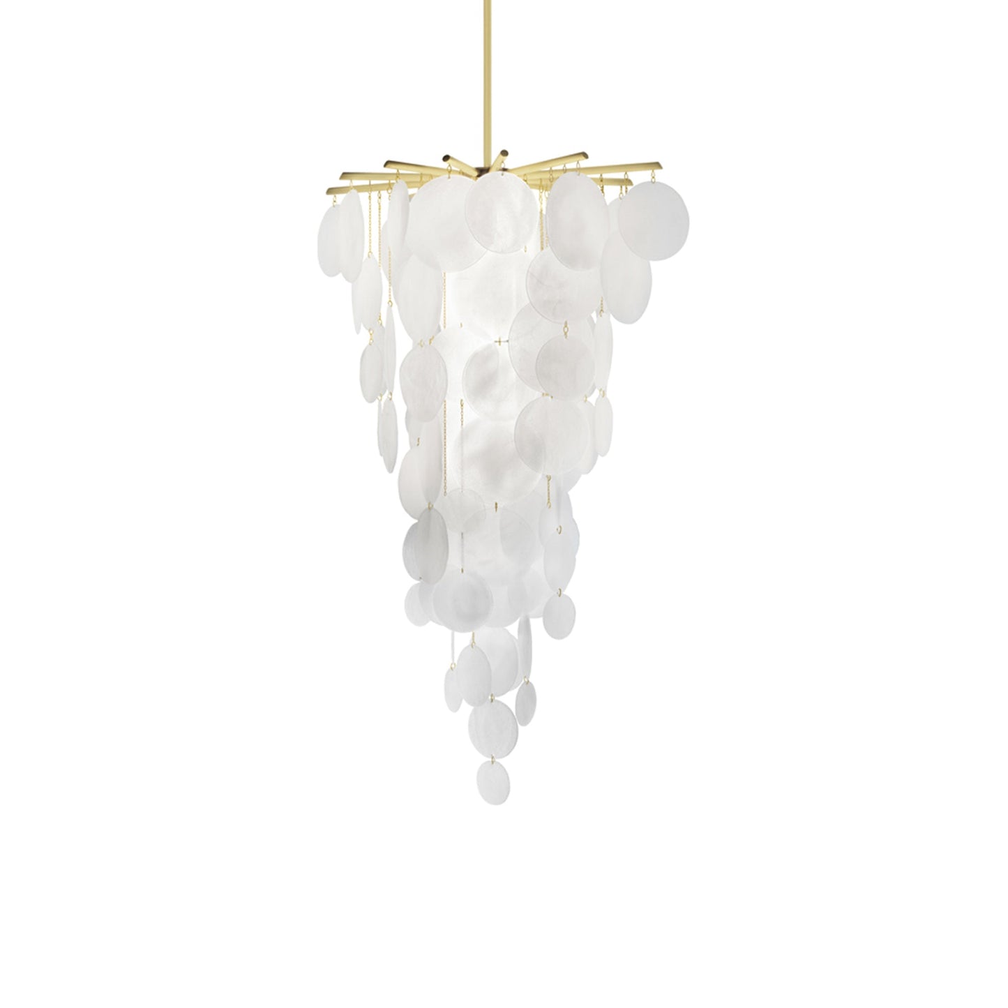 Nimbus Cascade Chandelier in Satin Brass.