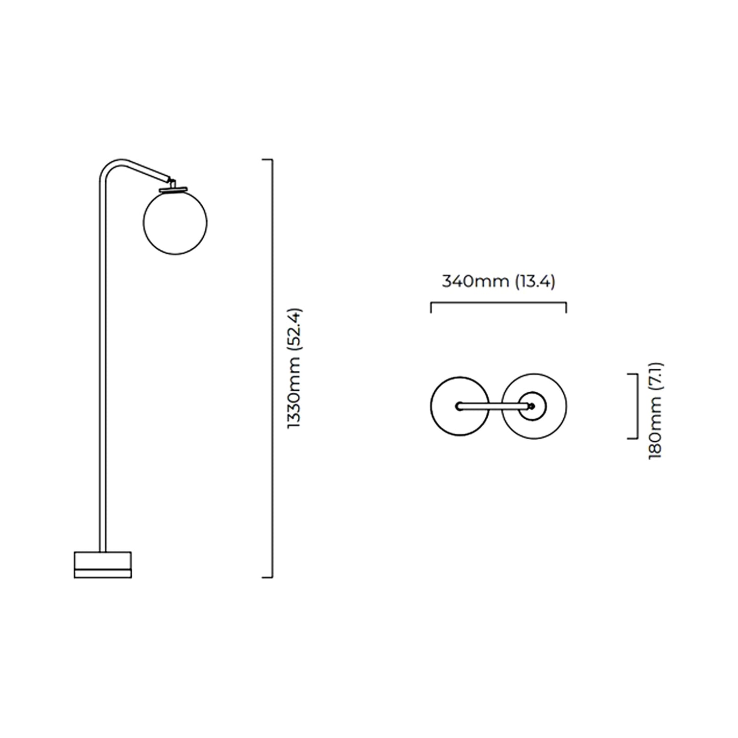 Oscar Floor Lamp - line drawing.
