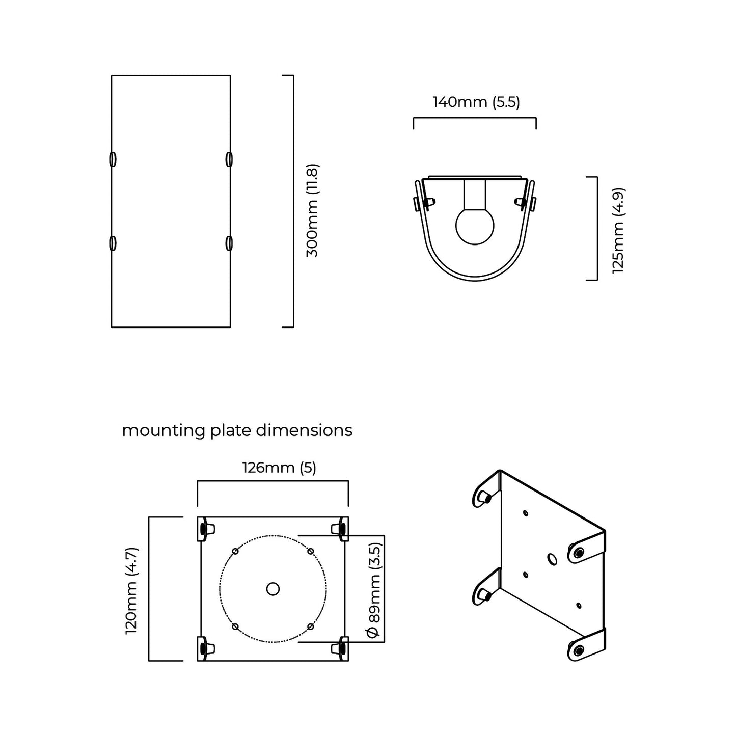 Whistler Wall Light - line drawing.