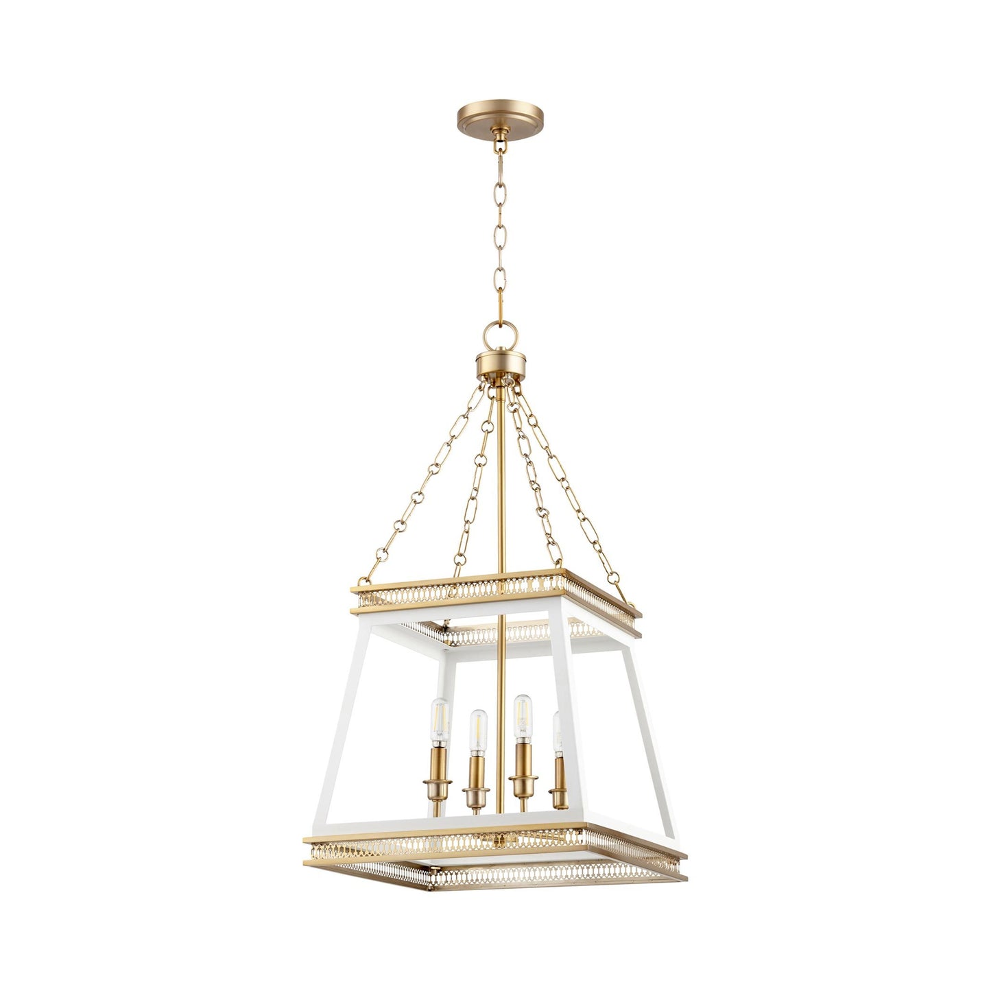 Gerard Pendant Light in White/Aged Brass.