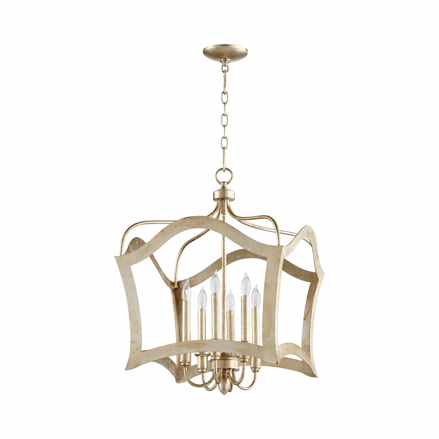 Milan Pendant LIght in 6-Light/Aged Silver Leaf.