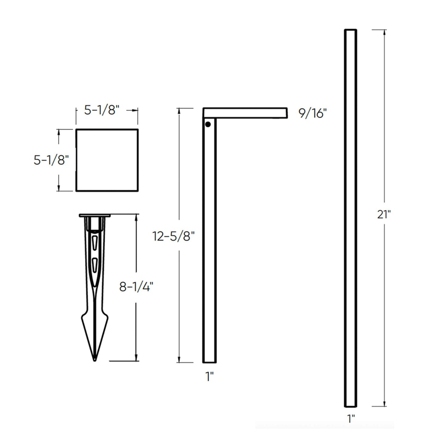 Edge LED Path Light - line drawing.