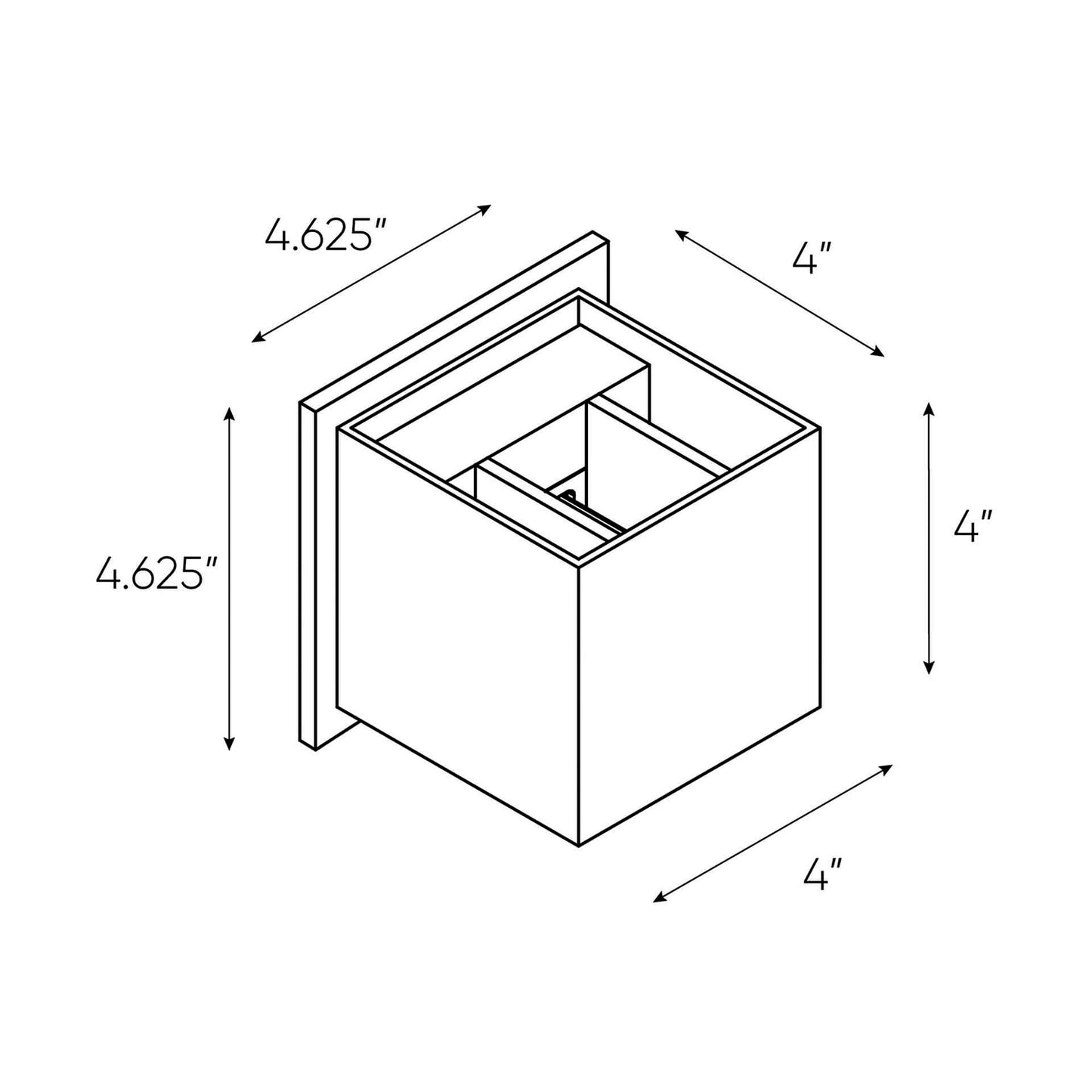 Cubix Square Outdoor LED Wall Light - line drawing.