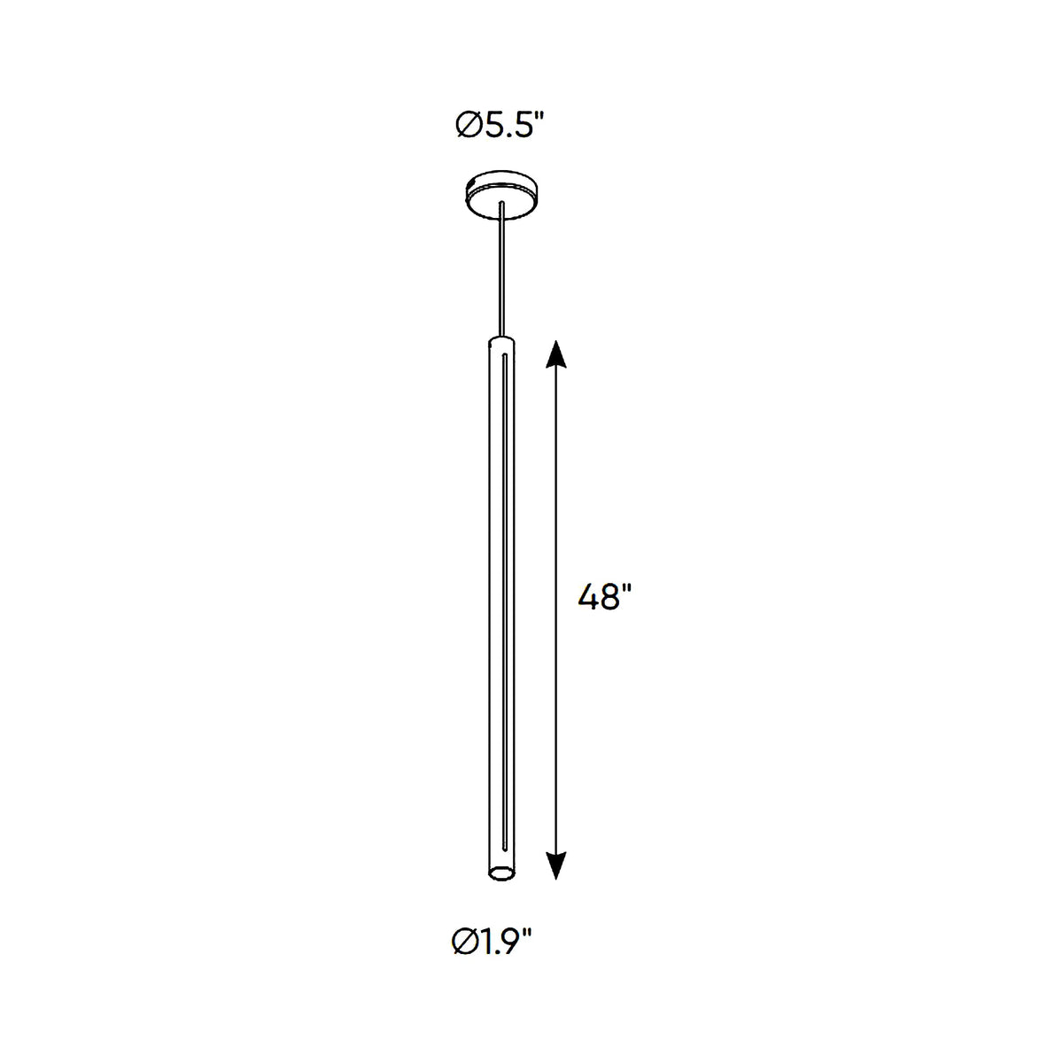 Linea CCT LED Pendant Light - line drawing.