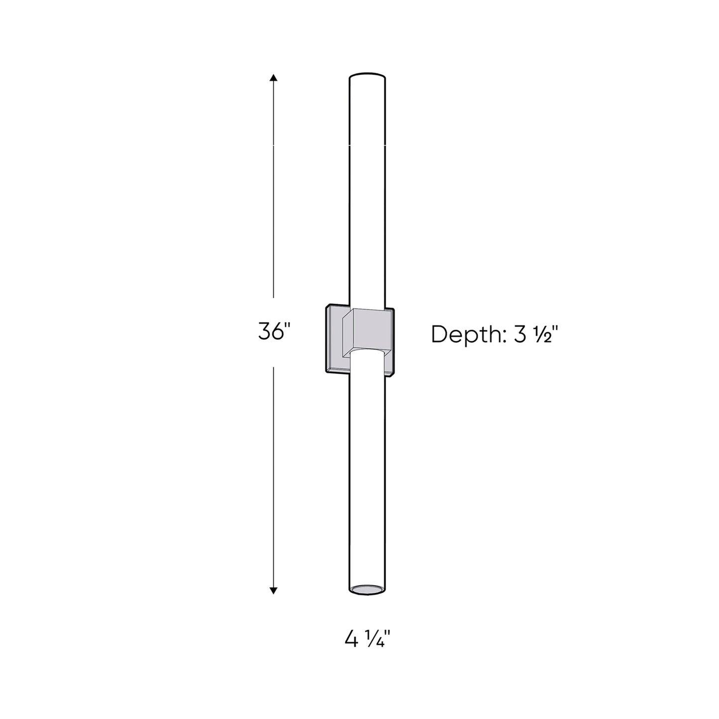Nobel Two LED Vanity Light - line drawing.